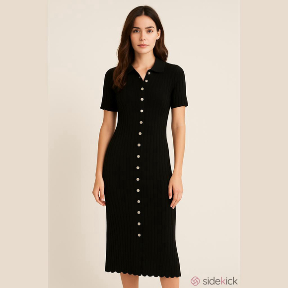 Free People Riding Waves Midi Sweater, Black Medium - Picture 2 of 13